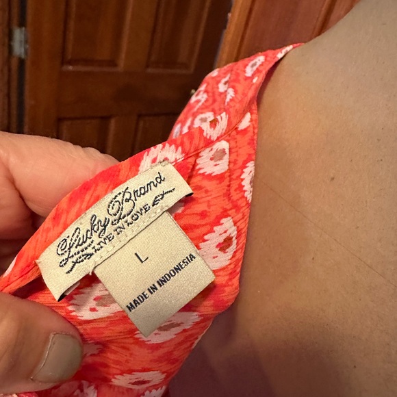 Lucky Brand Salmon colored  Graphic 3/4 Sleeve Blouse - Picture 4 of 5